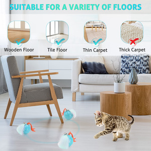 Juguete de Pelota para Mascotas, Silencioso, Eléctrico, con Plumas, Interactivo, Recargable, con Luz, para Gatos y Perros - Product Image 3