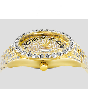 Usine Vente Diamant Incrusté Étanche Calendrier Plein Diamant Visage Lumineux Femmes Montres À Quartz - Product Image 6