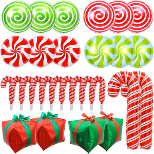 Globos de Decoración Navideña al por Mayor, Color Rojo y Verde, Caja de Regalo en Forma de Bastón, Globos Redondos <span class=keywords><strong>para</strong></span> Decorar el Hogar en Interiores - Product Image 1