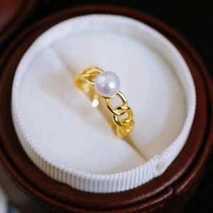 Base para Anillo de Plata S925, Accesorios para Perlas DIY de 7-8mm, Base para Anillo Plana 1923 con Joyería 100% Plata - Product Image 3