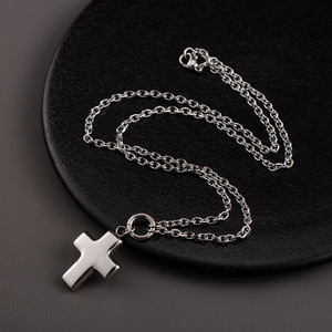 Men's Titanium Steel <b>Cross</b> Pendant Necklace 50cm Geometric Sweater <b>Chain</b> Gift Accessory - Product Image 4