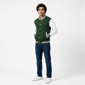 Blousons de baseball coupe-vent pour homme, style universitaire, col montant, broderie de lettres personnalisée, surdimensionnés, pour l'hiver, vente en gros - Product Image 1