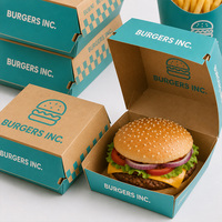 Boîte alimentaire jetable en papier kraft, conteneur à emporter, résistant à la graisse, pour restauration rapide, restauration, hamburgers, ailes de poulet, frites