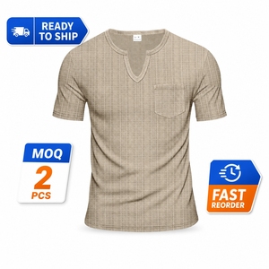 <span class=keywords><strong>T</strong></span>-shirt Homme Col <span class=keywords><strong>V</strong></span> Manches Courtes <span class=keywords><strong>S</strong></span>échage Rapide Coupe Ample 100% Polyester 200 g/m² Aspect Lin Jacquard Côtelé à Carreaux pour l'É<span class=keywords><strong>t</strong></span>é - Product Image 1