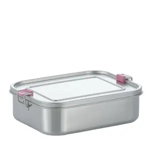 Wadah Penyimpanan Makanan Stainless Steel 1400Ml, Kotak Makan Siang/Makanan Bento