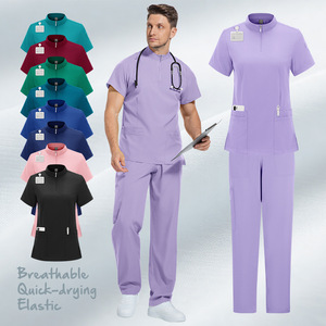 Male Hospital Uniform Split Set Moisture Wicking Quick Dry <b>Scrubs</b> For Men Multi Color Options - Product Image 2