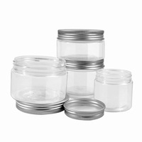 Pot Cosmétique Rond Transparent en Plastique PET avec Couvercle en Aluminium