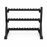 Support pliable en métal pour haltères, cadre en acier pour usage domestique, grand support de rangement multifonctionnel pour haltères et kettlebells, trois niveaux