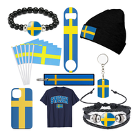 Événements sportifs produit Football joyeux Fans Bracelet coque de téléphone tricot chapeau étiquette Suède drapeaux nationaux