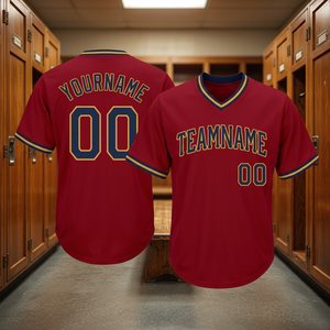 Camiseta de Béisbol Personalizada para Hombre, Cuello en V, Color Rojo, Nombre del Equipo 00, Impresión Serigrafiada, Absorbe la Humedad, Manga Corta, Talla Adulto - Product Image 2