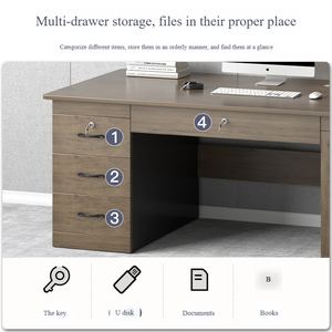 Scrivania da Ufficio con Cassetti e Armadietto Moderna Scrivania in Legno per <span class=keywords><strong>Computer</strong></span> Piccola Postazione di Lavoro per Casa - Product Image 4