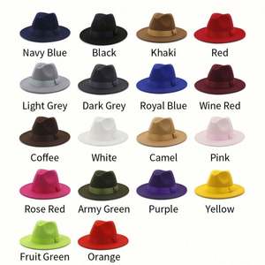 European Style <b>18</b> Color in Stock Small Order Wholesale Panama Hat Sombrero Australian Wool Wide Brim Fedora Hat - Product Image 2