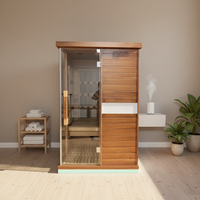 Sauna infrarouge sec électrique de luxe en bois de cèdre rouge massif, plaque chauffante en graphène, panneau de commande informatique, application de contrôle à distance, 9 chauffages