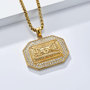 Hip Hop La Última Cena religiosa cristiana CZ impermeable deslustre libre de acero inoxidable joyería colgante collares para hombres - Product Image 3