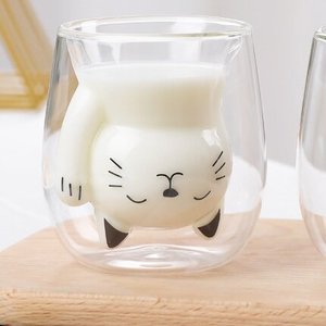 Tazza da Caffè e Tè in Vetro <span class=keywords><strong>a</strong></span> <span class=keywords><strong>Doppia</strong></span> <span class=keywords><strong>Parete</strong></span> con Manico, Fatta <span class=keywords><strong>a</strong></span> Mano, 200ml, Regalo Creativo <span class=keywords><strong>a</strong></span> Forma di Gatto - Product Image 5
