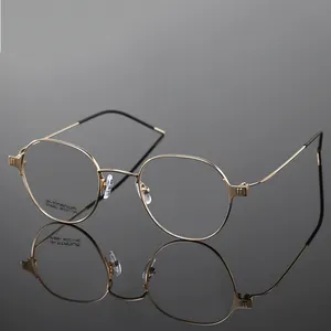 التيتانيوم جولة النظارات البصرية النظارات الفاخرة اليدوية النظارات إطار معدني 2019