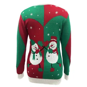 도매 빠른 배송 겨울 크리스마스 스웨터 패턴 자수 니트 여성 스웨터