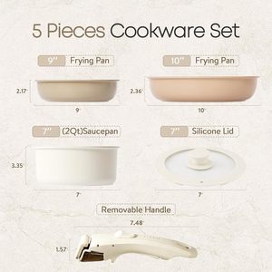 Juego de Utensilios de Cocina de Estilo Coreano con Mango Desmontable, 3 Piezas, Sartén Antiadherente, Olla para Sopa, Sartén para Saltear - Product Image 2