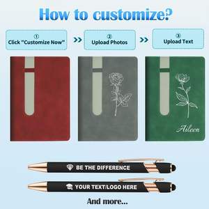 Carnet de notes personnalisé avec stylo à motif tulipe, coffret cadeau A5 ligné, cadeau d'entreprise, cadeau universitaire - Product Image 3