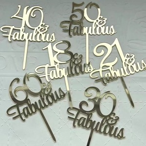 Fabuloso Adorno Acrílico Dorado para Pastel de <span class=keywords><strong>Cumpleaños</strong></span> Número 18, 21, 30, <span class=keywords><strong>40</strong></span>, 50, para Decoración de Postres en Fiestas de Navidad y <span class=keywords><strong>Cumpleaños</strong></span> - Product Image 4