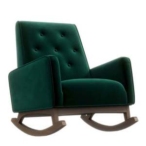 Fauteuil à bascule élégant et moderne Demetrius en bois massif avec structure en bois massif, durable et portable pour salon, chambre et salle à manger - Product Image 6