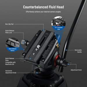 Neewer 74 "Pro ขาตั้งกล้องวิดีโอพร้อมหัวของเหลวขาตั้งกล้องอะลูมิเนียมสำหรับ <span class=keywords><strong>Manfrotto</strong></span> 501DSLR - Product Image 6