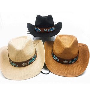 Hot Sale Western Sombrero Straw Cowboy <b>Hats</b> With Embroidery - Product Image 2