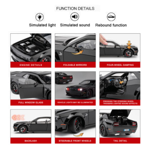 Htf hợp kim 1:24 Diecast Mô hình xe với âm thanh ánh sáng pullback cơ chế và có thể mở ra cửa-cho lứa tuổi 5 + - Product Image 3