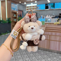 Hecion accessoire de mode marron vêtements ours en peluche cadeau d'anniversaire poupée porte-clés habillé en peluche porte-clés ours en peluche 10cm