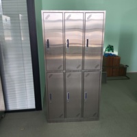 Armoire à 6 compartiments en acier inoxydable, ventilée, avec barre de suspension pour vêtements, système de verrouillage à clé, utilisation industrielle en atelier