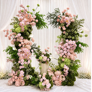 HK-HOA021 Set de arco de flores de seda para decoración de bodas, arco de rosas, arco de flores artificiales, arreglo floral - Product Image 4