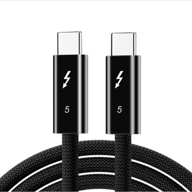 PD240W 16k 0.5m(1.14ft) Aluminum Alloy Data Cable 80Gbps Thunderbolt 5 USB4 USB-C Fast Charging Video Cable Nylon Foil Computer