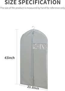 40" 48" 60" 65'' Oxford Long Dress Seasonal Change Bridal Gown Wedding Dresses Hanging Clothes Clear Suit Large <strong>Garment</strong> <strong>Bag</strong> - Product Image 5