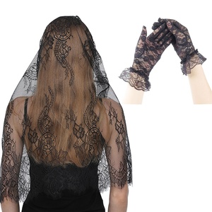 Nuovo Velo Floreale Bicolore Nero e Bianco in Pizzo Traforato, Sciarpa e Foulard di Tendenza per Vendite Transfrontaliere - Product Image 6