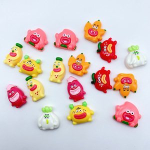Visage lumineux grande bouche accessoires de légumes et de fruits aimants de réfrigérateur faits à la main pour enfants perles d'épingle breloques en résine plastique - Product Image 3
