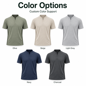 Polo Henley Personalizado con Cuello Mandarín Texturizado para <span class=keywords><strong>Hombre</strong></span>, Camisetas de Golf Elásticas de Secado Rápido, Camisetas Deportivas de Marca Privada OEM ODM - Product Image 6