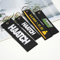 Porte-clés tissés vierges, broderie double face, Jet Tag, porte-clés de vol, porte-clés promotionnels en gros, avec logo personnalisé, direct usine