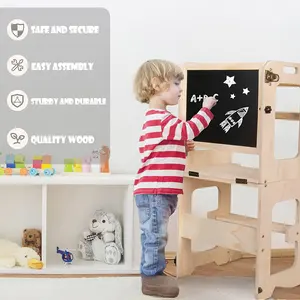 OEM ODM儿童木制可折叠可调厨房帮手折叠台阶工具幼儿婴儿蒙特梭利学步学步塔
