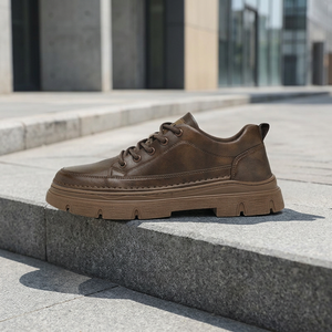 2026 Breathable Casual Men's Leather Shoes Thick Sole <b>Height</b> <b>Increasing</b> Trendy Versatile Men's Leather Shoes Wholesale - Product Image 2