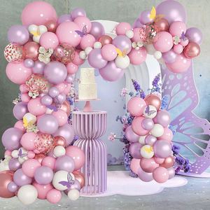 143 pièces rose violet <span class=keywords><strong>papillon</strong></span> ballons guirlande arc Kit violet papier <span class=keywords><strong>papillon</strong></span> ballon guirlande pour fête d'<span class=keywords><strong>anniversaire</strong></span> <span class=keywords><strong>papillon</strong></span> thème - Product Image 4