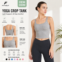 FITVOLT Premium Maßgeschneidertes Damen Yoga Crop Top mit Wärmeübertragungslogo Weich Gerippt Atmungsaktiv 4-Wege-Stretch Leichte Unterstützung Fitness Activewear