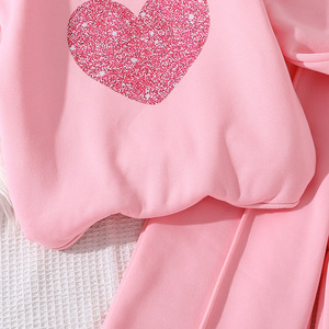 Abbigliamento per Bambini 2025 Nuovo Stile Autunnale, Felpa a Maniche Lunghe con Cuore e Pantaloni Lunghi, Set Casual per Ragazze - Product Image 5