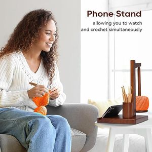 Brwissen Wooden Yarn Holder 7.48x7.48x11.4 Inches Multi Functional <b>Desktop</b> Storage Rack For Living Room Bedroom - Product Image 4