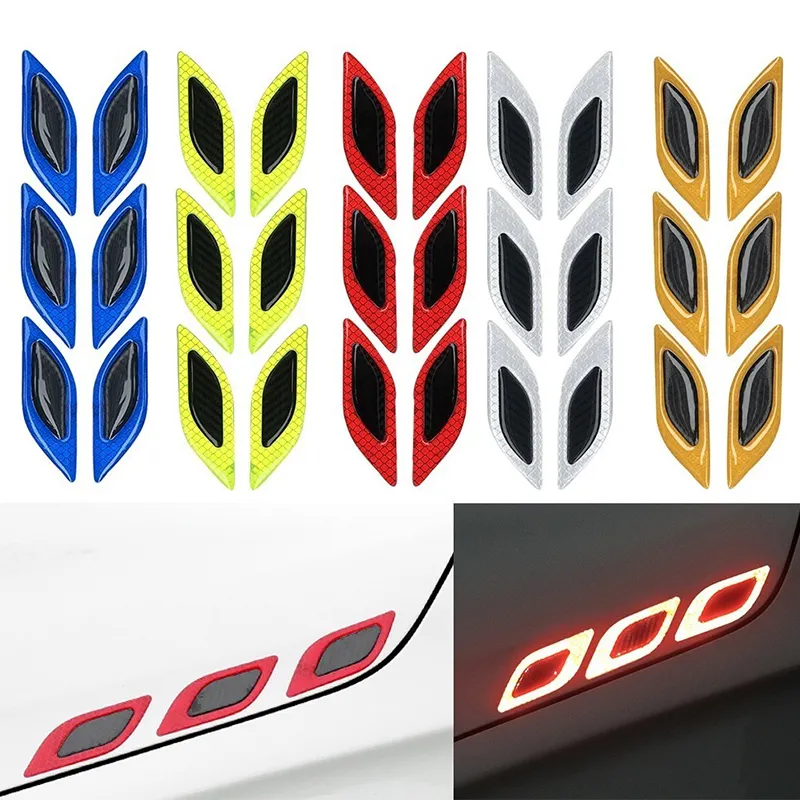 6Pcs 3D Strong Reflective Stripe Sticker for Car Fender Hood Bumper