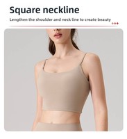Sujetador deportivo Sling para mujer, con tirantes fijos, talla mediana, con almohadillas, espalda sexy, transpirable, de alto soporte, 100% nailon
