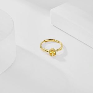 Dylam Minimalist Design Tiny Sterling Silver 18K Gold Plated Twisted <b>Open</b> Adjustable Eternity Band Yellow 5A Zirconia <b>Rings</b> - Product Image 5