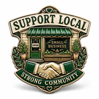 Pin de metal esmaltado con diseño personalizado enfocado en la comunidad para apoyo a negocios locales, eventos de clubes de jardinería, ecológico, seguro y duradero.