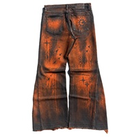 Jeans personnalisés DiZNEW pour hommes, teinte orange vintage, patchwork effiloché, denim évasé pour les marques de créateurs, boutiques OEM