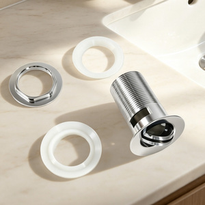Robinet de vidange de lavabo <span class=keywords><strong>en</strong></span> laiton massif à clapet, avec trop-plein à fente G1 1/4, chromé, bouchon captif, installation sans clé par serrage manuel - Product Image 4