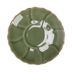 Posavasos de cerámica retro con esmalte verde bambú, tapete redondo aislante del calor para ceremonia del té, uso doméstico. - Product Image 5